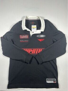 Nike Air Jordan Long Sleeve Patchwork Rugby Polo Shirt Sz S